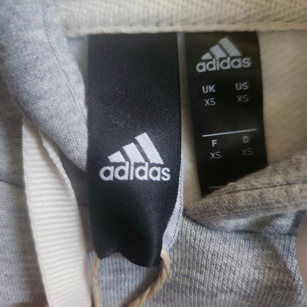 HP!❤️NWT ADIDAS Gray Pullover Logo Hoodie Men's Internal OH Fleece Lined XS - Picture 9 of 16